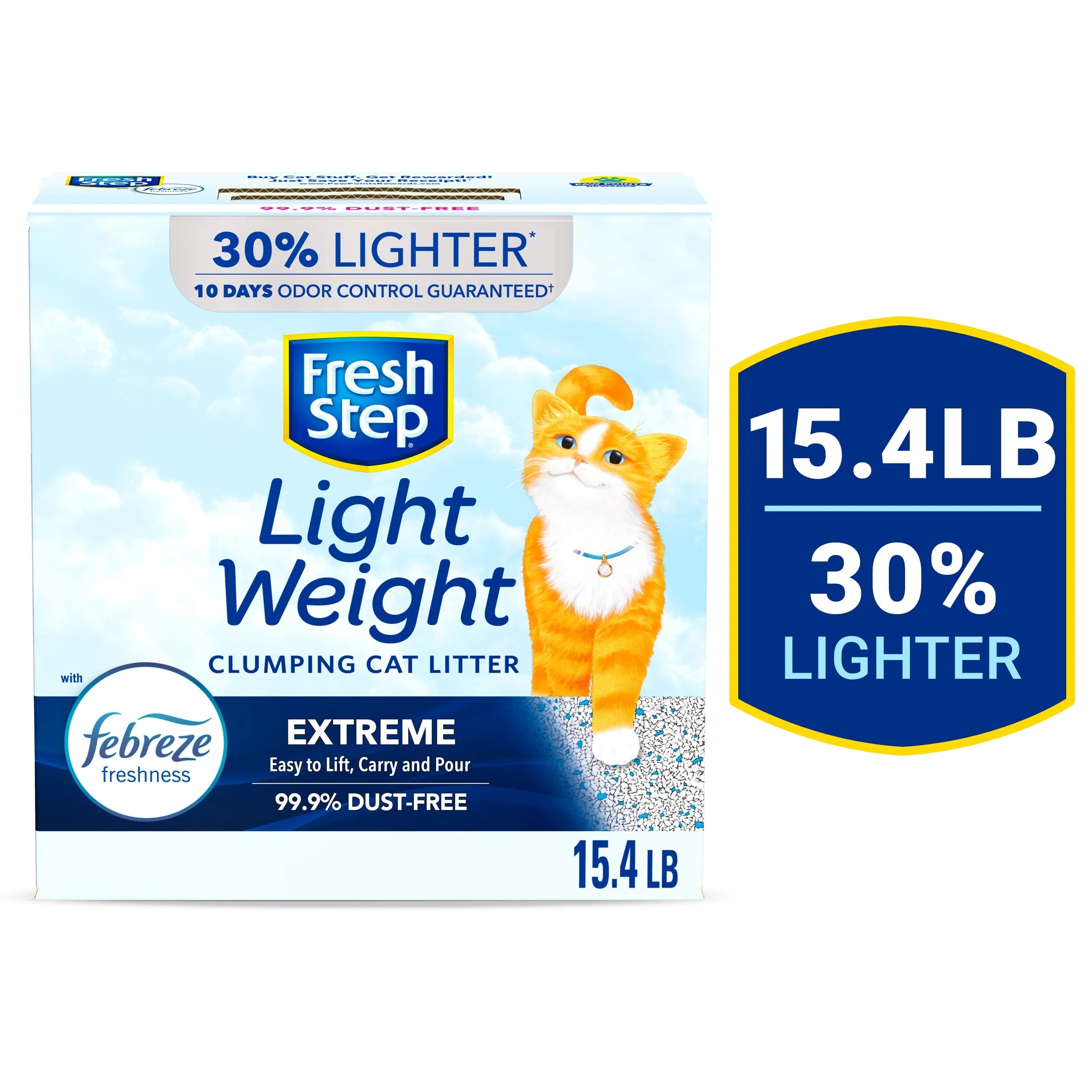 Fresh Step Lightweight Extreme Scented Clumping Cat Litter with Febreze, 15.4 lbs