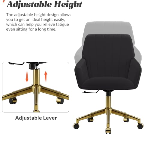 Velvet Home Office Chair with Gold Base, Swivel Desk Chair with Wheels (Cream) Z435471