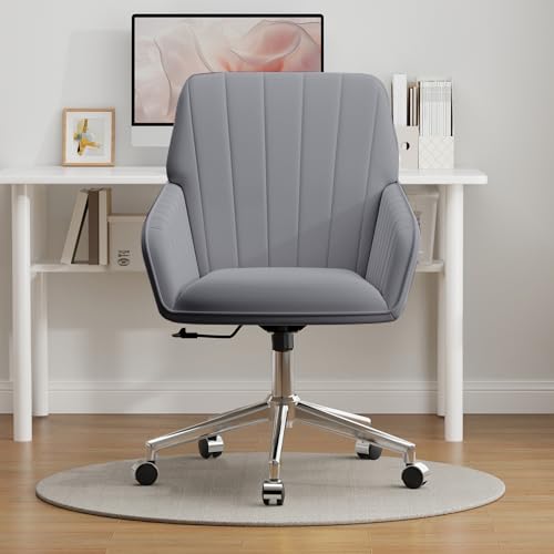 Velvet Home Office Chair with Gold Base, Swivel Desk Chair with Wheels (Cream) Z435471
