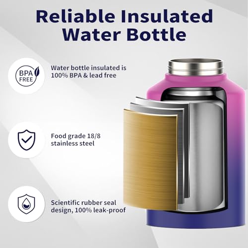 128oz Insulated Stainless Steel Water Bottle with Handle, Black W803