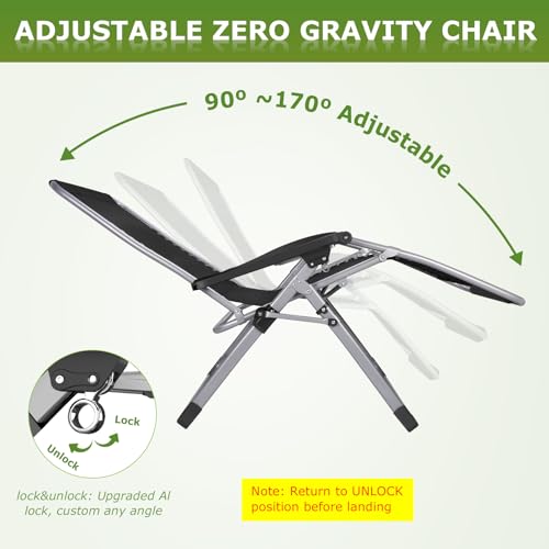 Suteck Zero Gravity Chair Reclining Camping Lounge with Removable Cushion and Cup Holder Z41184