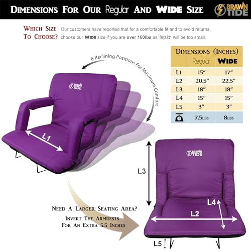 BRAWNTIDE Stadium Seat with Back Support, Cushion, Cup Holders J7745