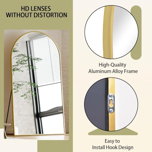 BEAUTYPEAK 65"x24" Arched Full Length Floor Mirror, Black D361