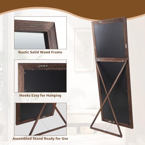 MELOMOIR Rustic Farmhouse Full Length Mirror 64"x21" Wood Frame Floor Mirror U91698