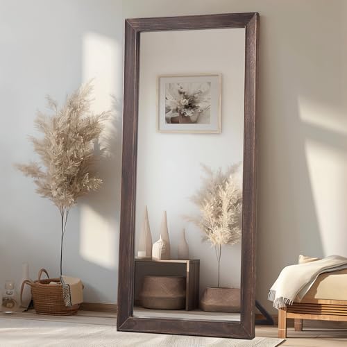 MELOMOIR Rustic Farmhouse Full Length Mirror 64"x21" Wood Frame Floor Mirror U91698