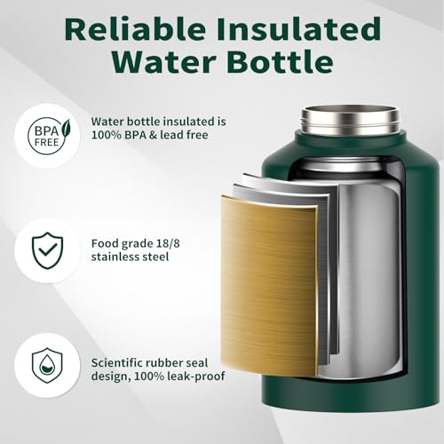 128oz Insulated Stainless Steel Water Bottle with Handle, Black W803