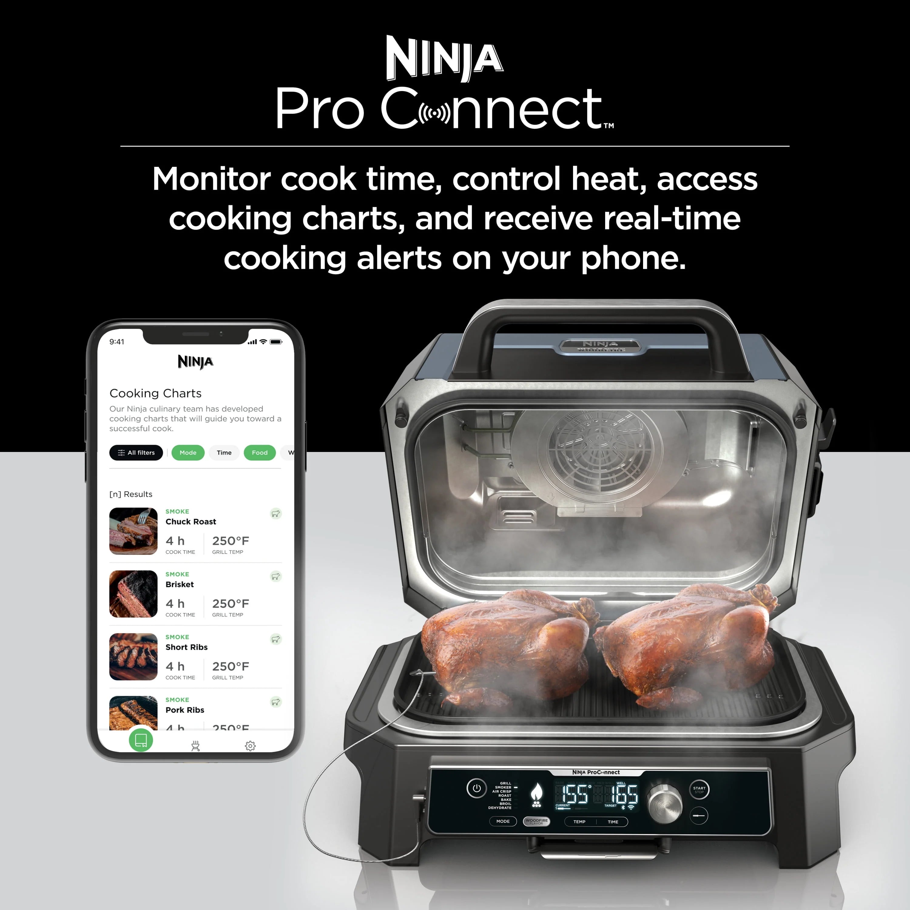 Ninja Woodfire ProConnect XL Outdoor 7-in-1 Grill & Smoker, App Enabled, OG900 A5992