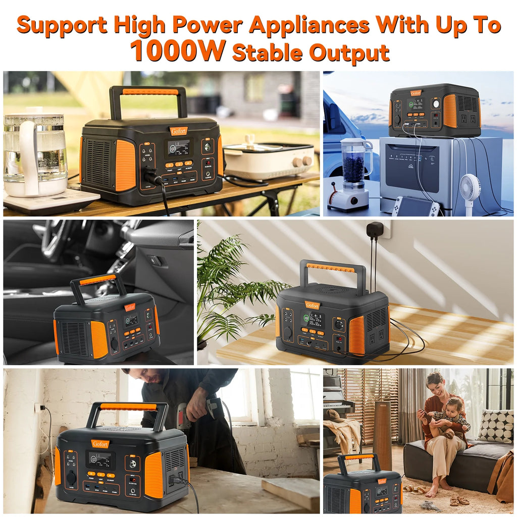 GOFORT Portable Power Station 932Wh 1000W Solar Generator for Home Outdoor RV Camping X305720