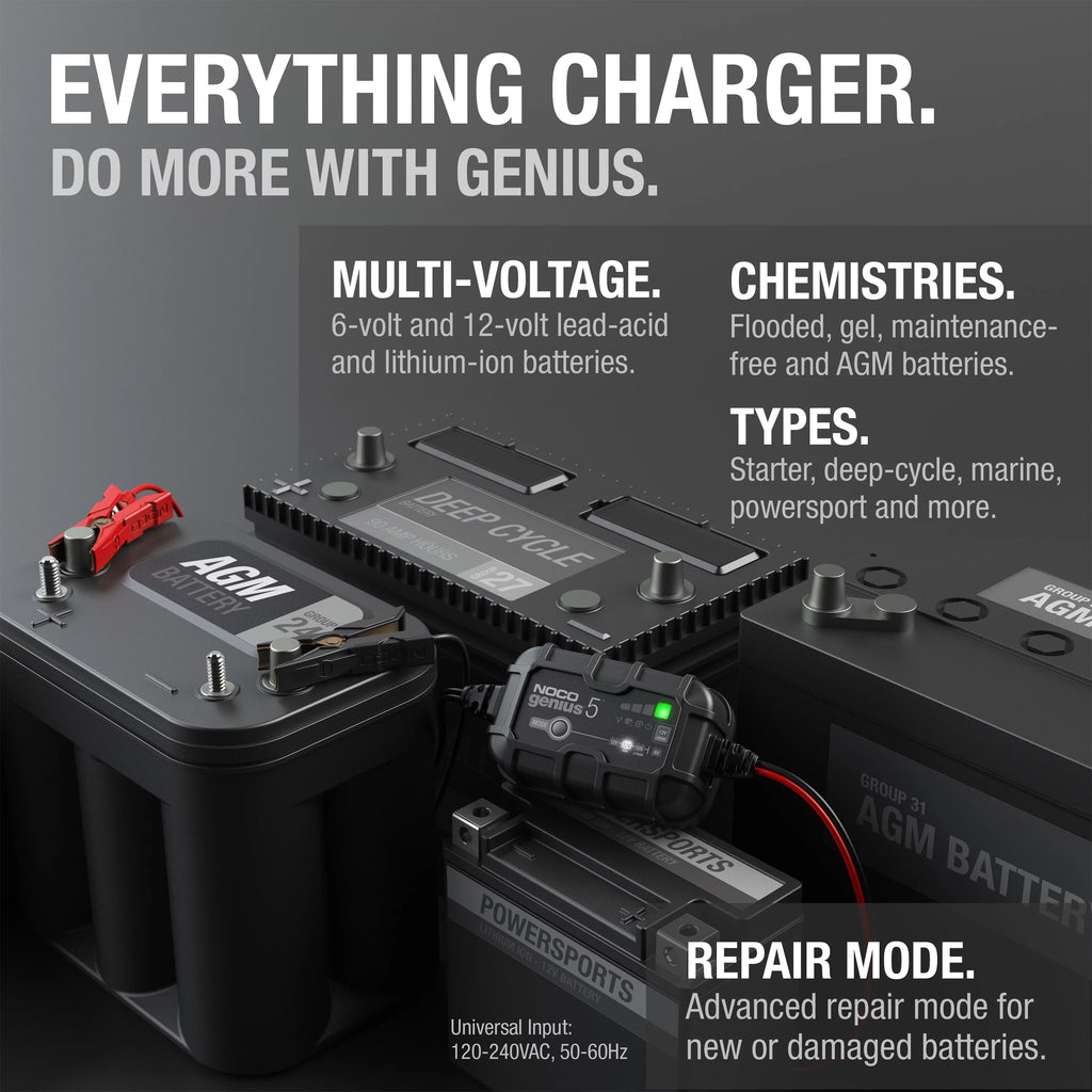 NOCO GENIUS5 6V/12V 5A Smart Battery Charger and Maintainer U1020