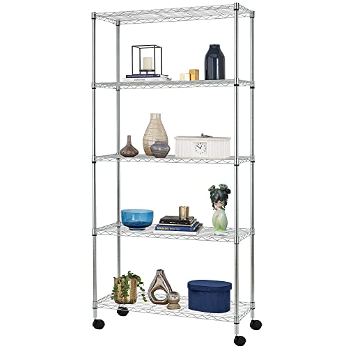4 Tier NSF Wire Shelving Unit Heavy Duty Steel Storage Rack, Black X19089