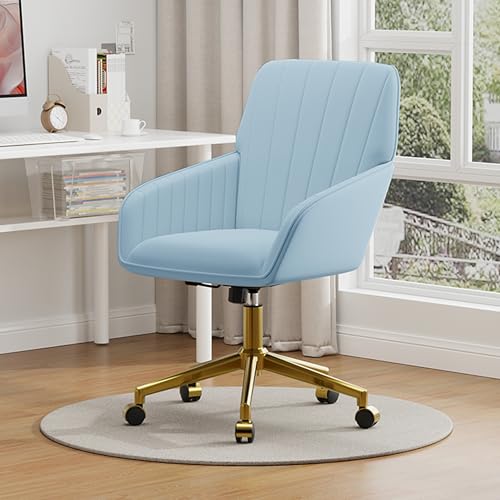 Velvet Home Office Chair with Gold Base, Swivel Desk Chair with Wheels (Cream) Z435471