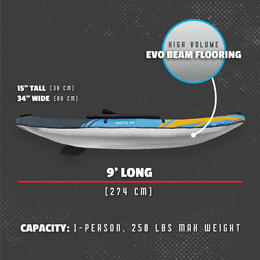 Aquaglide Noyo 90 Inflatable Kayak 1 Person Touring Kayak with Cover R47412