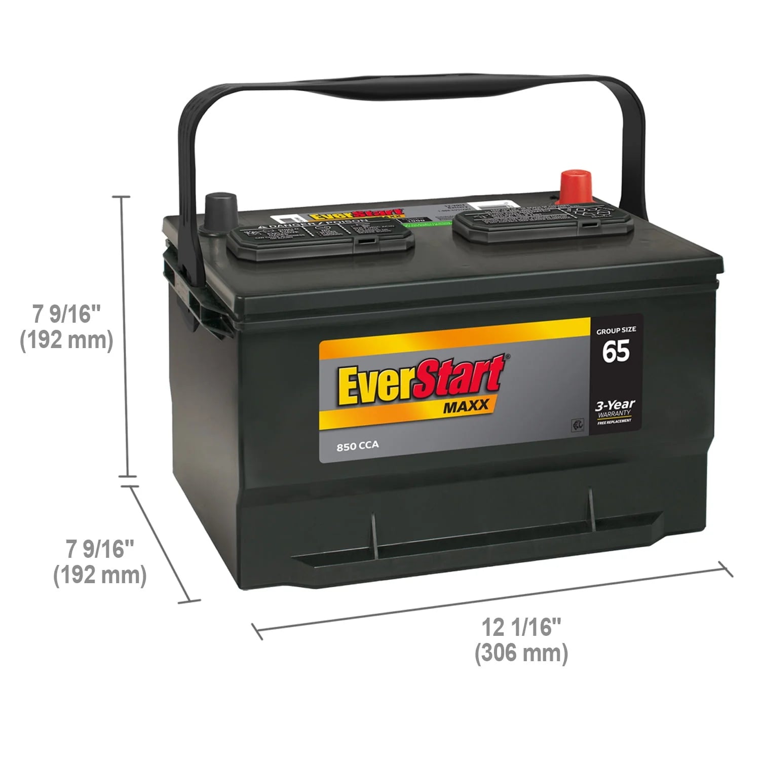 EverStart Maxx Lead Acid Automotive Battery Group Size 65 12V 850 CCA I71742