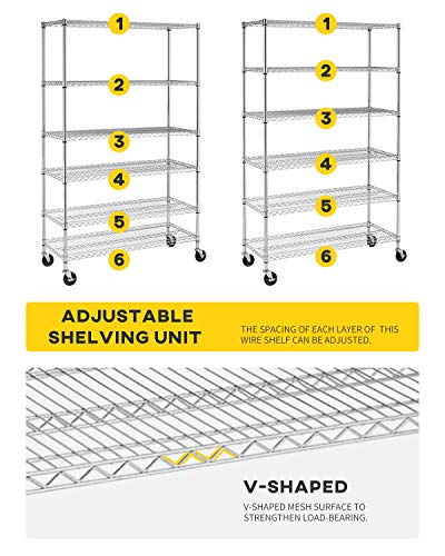 4 Tier NSF Wire Shelving Unit Heavy Duty Steel Storage Rack, Black X19089