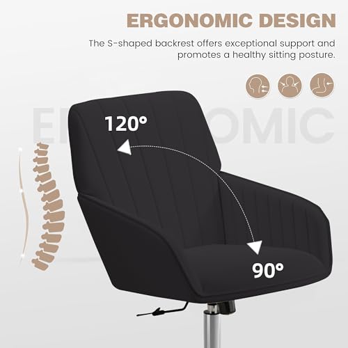 Velvet Home Office Chair with Gold Base, Swivel Desk Chair with Wheels (Cream) Z435471