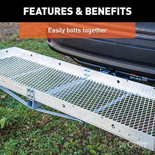 CURT 18100 Aluminum Tray Hitch Cargo Carrier, 500 lbs Capacity S59421