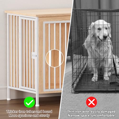 EasyCom XL Wooden Dog Crate Furniture for Medium and Large Breeds, 2 Doors A673