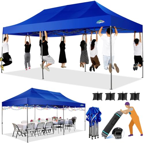 COBIZI 10x20 Heavy Duty Pop Up Canopy Tent with 6 Sidewalls, White A84790