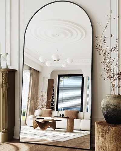 Arched Full Length Floor Mirror 76"x34" Black Freestanding I957