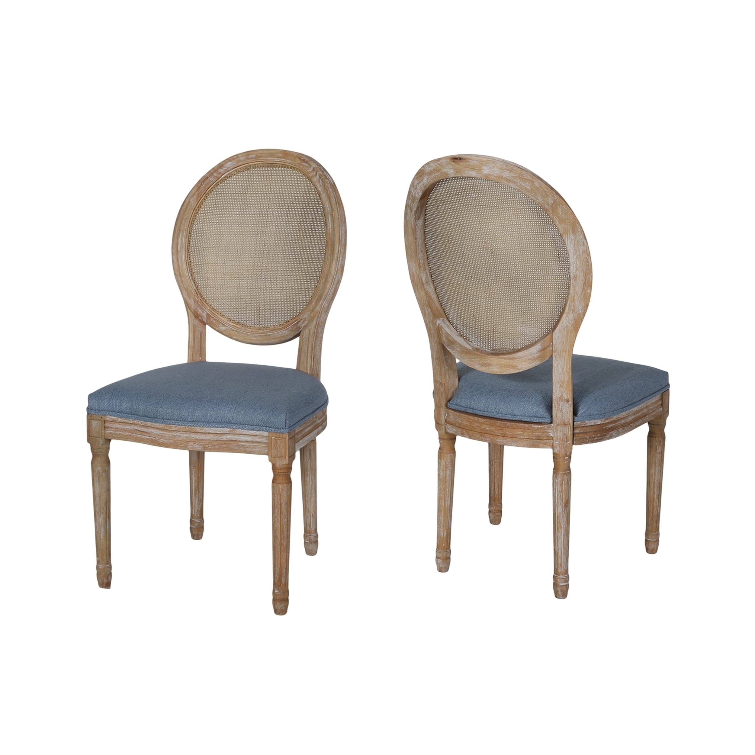 Christopher Knight Home Epworth Wooden Dining Chair with Wicker and Fabric Seating (Set of 2) by, Size: Light Blue, Natural