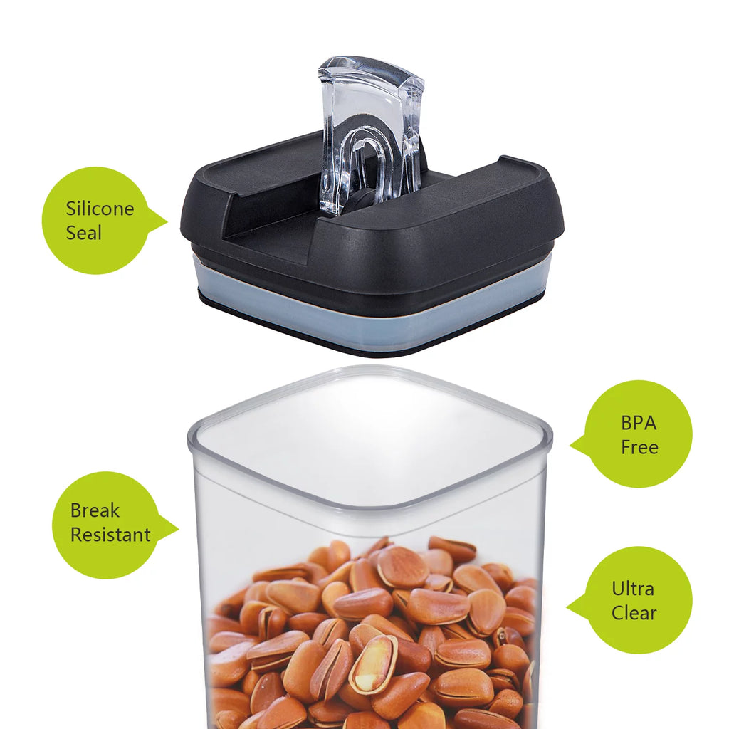 9 PCs Clear Food Storage Containers Set with Black Lid V672