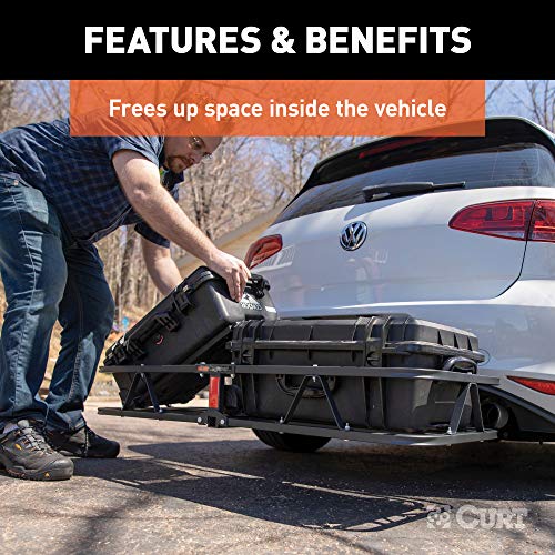 CURT 18145 48 x 20-Inch Hitch Cargo Carrier, 500 lbs Capacity, Black Steel Y515326