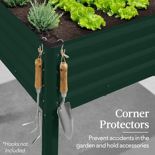 Best Choice Products 48x24x30in Galvanized Raised Garden Bed, Metal Elevated Planter Box, Dark Green S888804