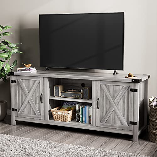 YESHOMY Modern Farmhouse TV Stand for TVs up to 65 Inch, Gray Wash O551446
