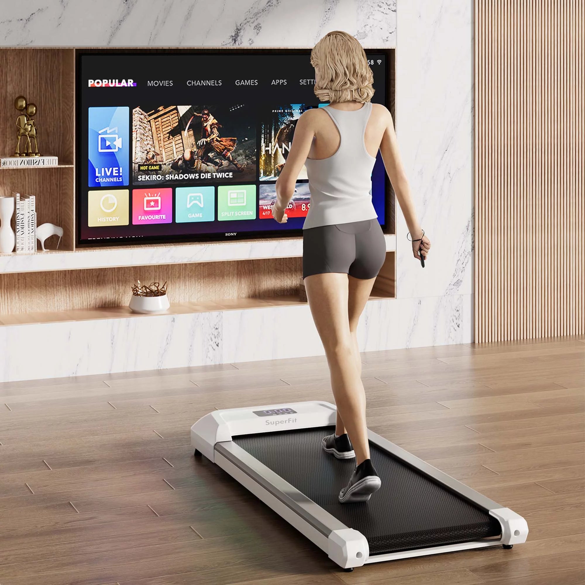 SuperFit Walking Pad Under Desk Treadmill with Remote Control, Black G33180