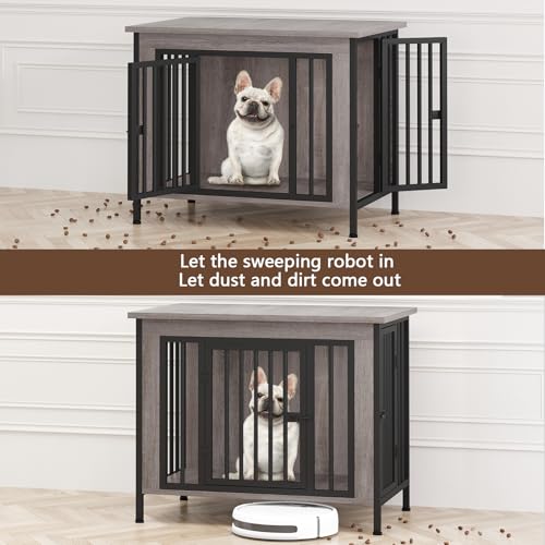 EasyCom XL Wooden Dog Crate Furniture for Medium and Large Breeds, 2 Doors A673