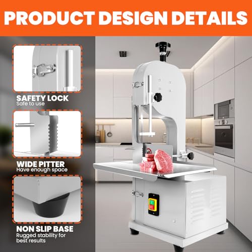 2000W Commercial Bandsaw Machine with Stainless Table, Electric Bone Saw for Meat H14037