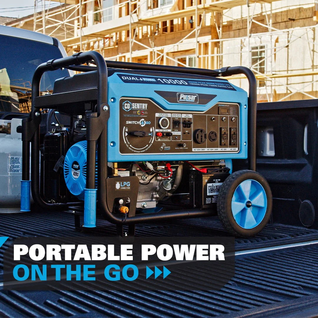 Pulsar 10,000 Watt Dual Fuel Portable Generator with Remote Start O822