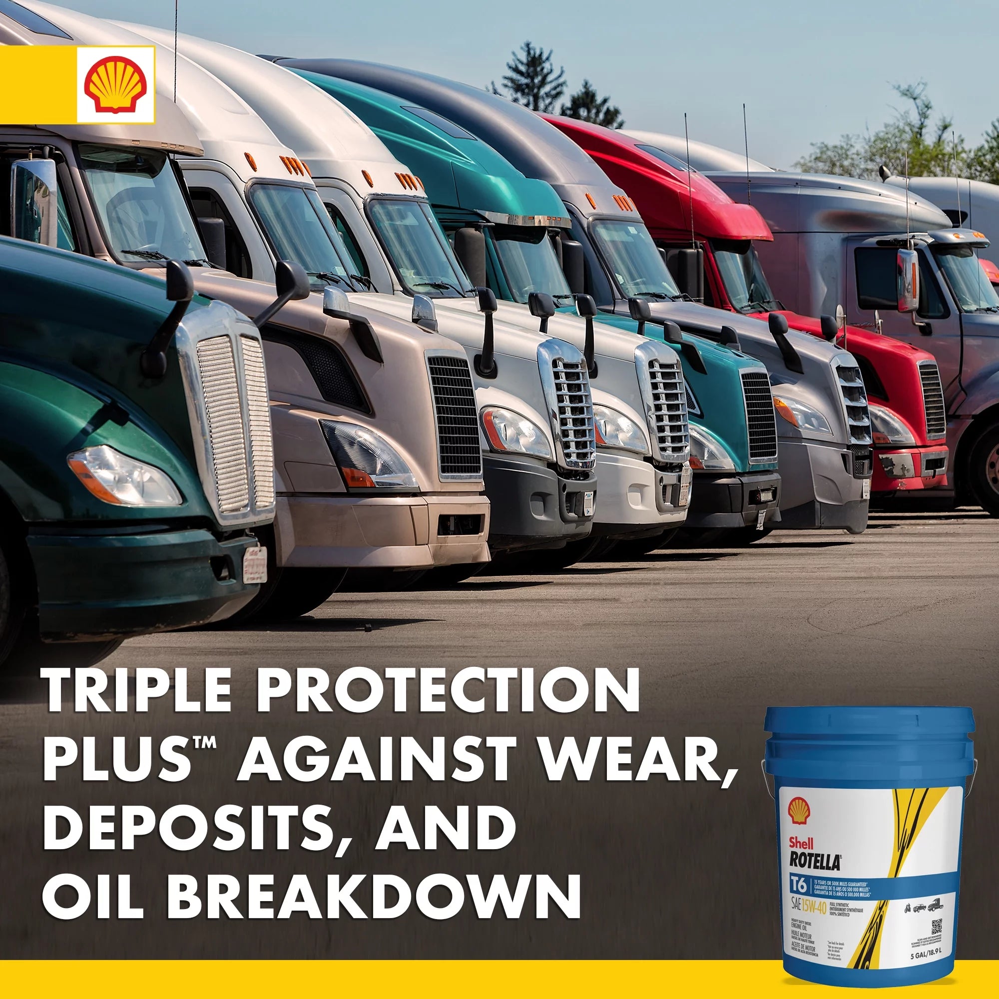 Shell Rotella T6 Full Synthetic 15W-40 Diesel Engine Oil 5 Gallon H90171
