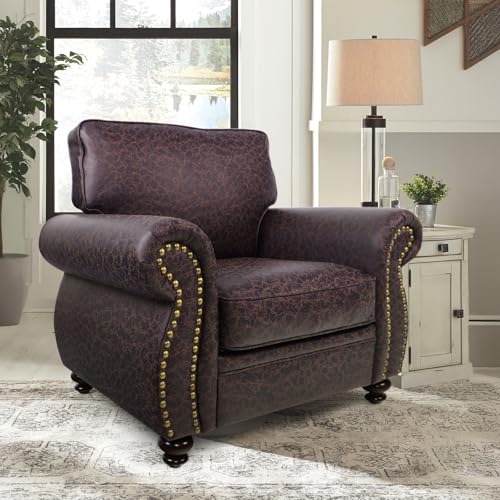 Mid-Century 3-Seater Sofa with Rivet Design, Removable Cover and Solid Wood Frame I150