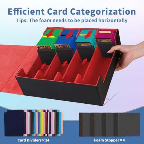 Trading Card Storage Box 4-Row Holder for MTG, Pokemon, YUGIOH S705