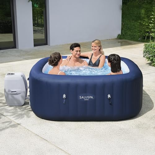 Bestway SaluSpa Hawaii AirJet 4-6 Person Inflatable Hot Tub Square Portable Outdoor Spa with EnergySense Cover N194