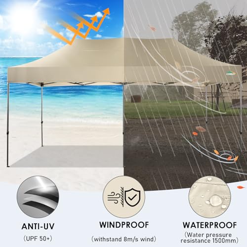 COBIZI 10x20 Heavy Duty Pop Up Canopy Tent with 6 Sidewalls, White A84790