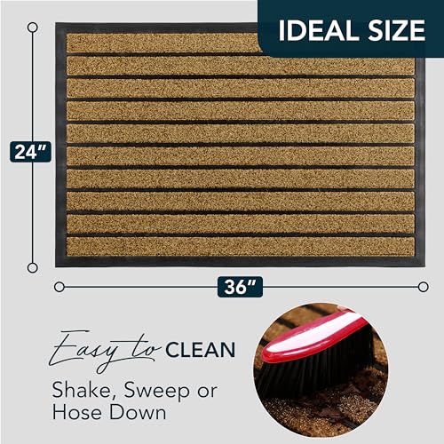 ubdyo Extra Durable Door Mat Non-Slip Outdoor Entrance 30" x 17" Bright Brown W5648