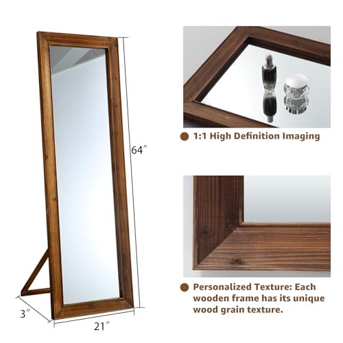 MELOMOIR Rustic Farmhouse Full Length Mirror 64"x21" Wood Frame Floor Mirror U91698