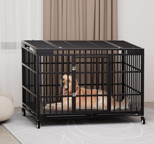 54 Inch Heavy Duty Dog Crate with Wheels for Large Dogs D47062