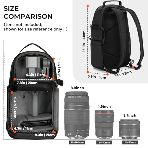 TARION Waterproof Camera Sling Bag with Raincover Tripod Holder Black M953560