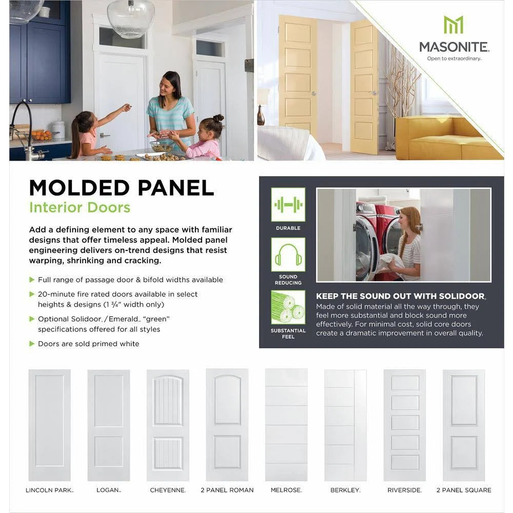 Masonite Solidoor 32 in. x 80 in. 4-Panel Square Top Solid-Core Primed Composite Prehung Interior Door J91915