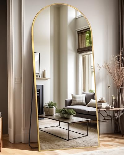 Arched Full Length Floor Mirror 76"x34" Black Freestanding I957