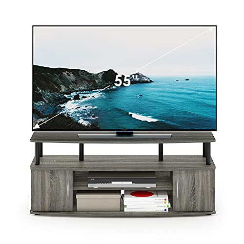 Furinno JAYA Large Entertainment Stand for TV Up to 55 Inch, French Oak Grey/Black V100781