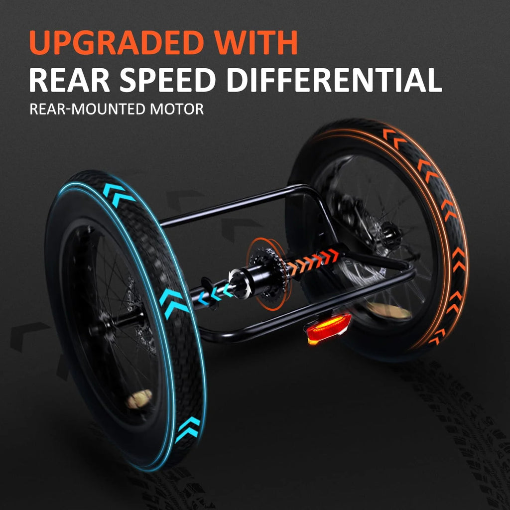 Addmotor M-330II Step-Thru Electric Trike for Adults, Fat Tire, 750W, Black F126087