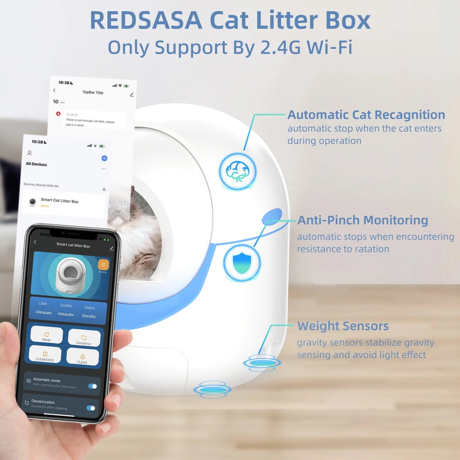 Self Cleaning Litter Box with WiFi APP Control for Multiple Cats P805