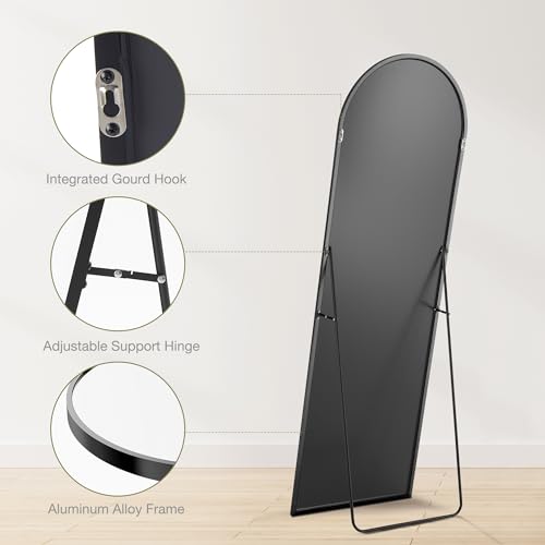 Sweetcrispy 64"x21" Arched Full Length Mirror, Standing or Leaning, Gold U4556
