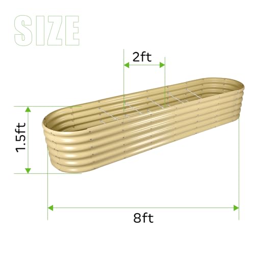 Land Guard 8ft Galvanized Raised Garden Bed Kit, Oval Metal Outdoor Planter Box, Silver D8675
