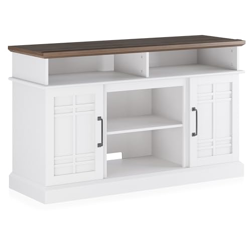 BELLEZE Norrell 48" Farmhouse Wood TV Stand for TVs up to 50 Inch, White R284