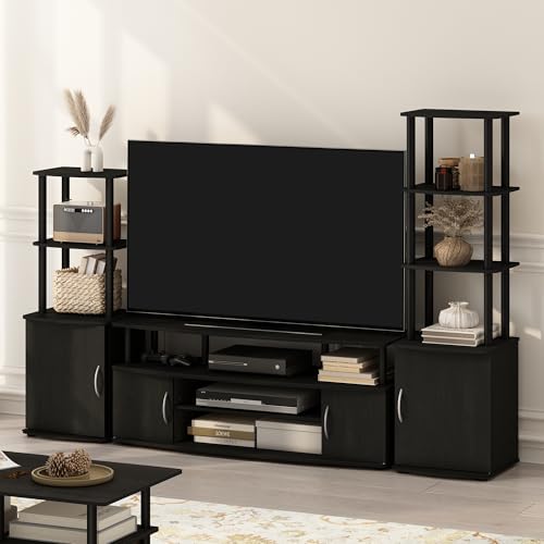 Furinno JAYA Large Entertainment Stand for TV Up to 55 Inch, French Oak Grey/Black V100781